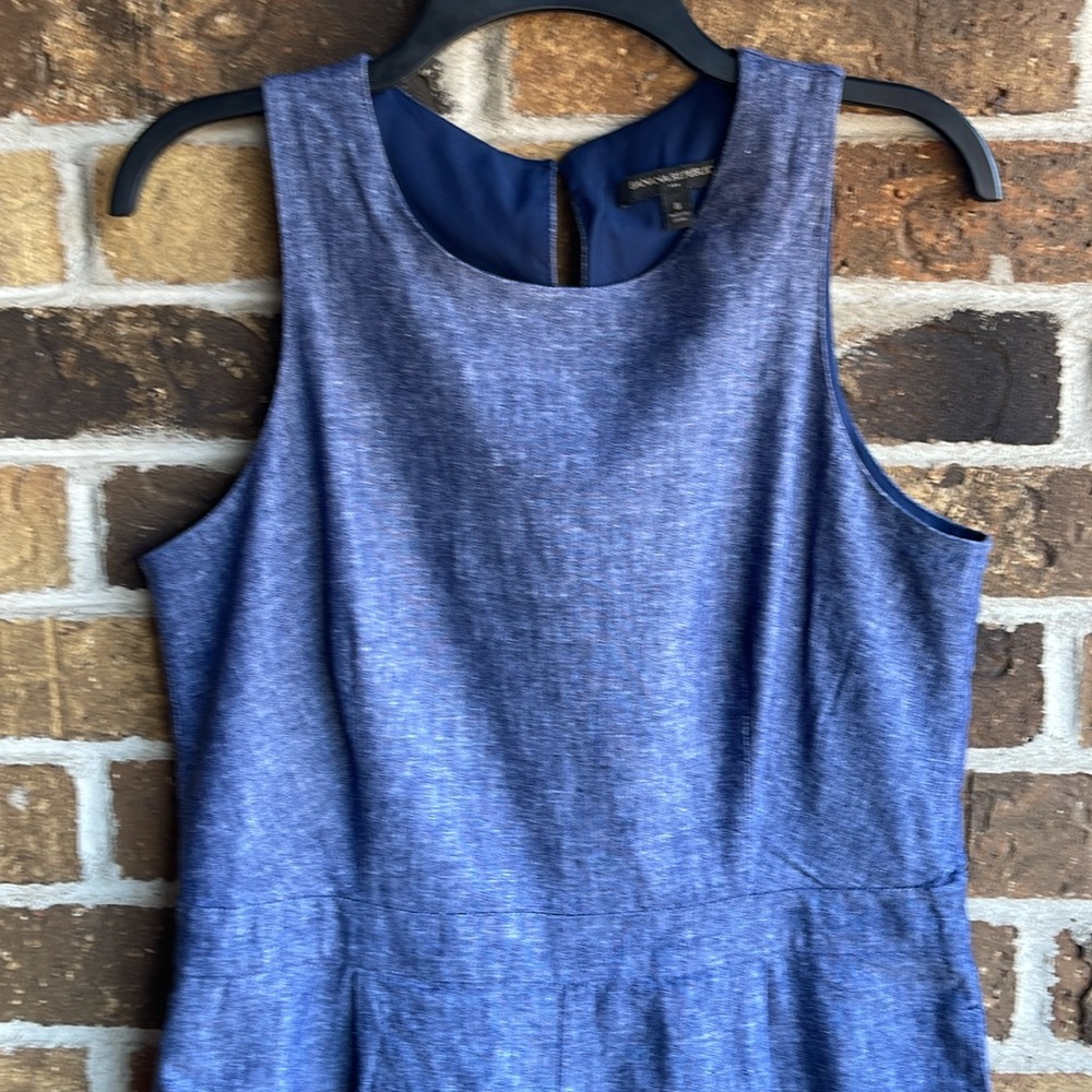 Banana Republic Blue Linen Blend Chambray Wide Leg Cropped Jumpsuit - Picture 10 of 14
